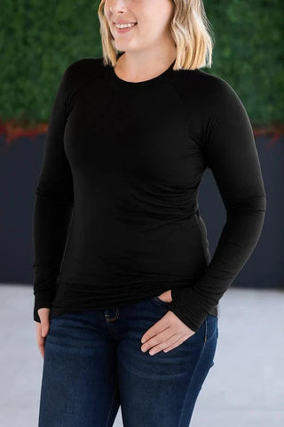 Blair Mockneck Long Sleeve with Thumbholes in Solids (7 Colors)-2- Long Sleeve Tops-MICHELLE MAE-Styled by Stacked - A Plus Size Women's Boutique in Lakeville, MN