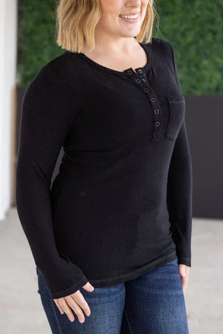 $0 Down Preorder: Brushed Ribbed Knit Snap Front Henley-2- Long Sleeve Tops-MICHELLE MAE-Styled by Stacked - A Plus Size Women's Boutique in Lakeville, MN