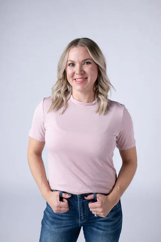 2- Long Sleeve Tops $0 Down Preorder: Claire Short Sleeve Mock in Spring Solids plus size clothing
