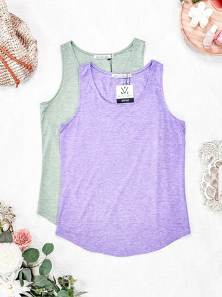 Tiffanie Scoopneck Heathered Tank (2 Colors)-3- Hooded Tops-MICHELLE MAE-Styled by Stacked - A Plus Size Women's Boutique in Lakeville, MN