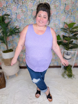 Tiffanie Scoopneck Heathered Tank (2 Colors)-3- Hooded Tops-MICHELLE MAE-Styled by Stacked - A Plus Size Women's Boutique in Lakeville, MN