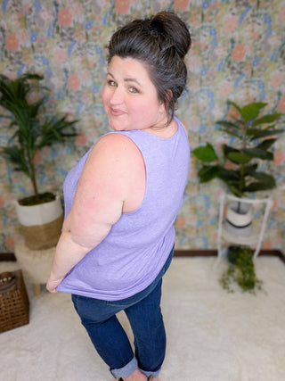 Tiffanie Scoopneck Heathered Tank (2 Colors)-3- Hooded Tops-MICHELLE MAE-Styled by Stacked - A Plus Size Women's Boutique in Lakeville, MN