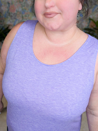 Tiffanie Scoopneck Heathered Tank (2 Colors)-3- Hooded Tops-MICHELLE MAE-Styled by Stacked - A Plus Size Women's Boutique in Lakeville, MN