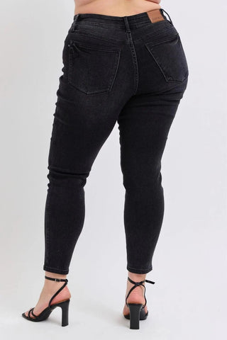 Judy Blue Tummy Control Faded Black Skinny-9- Bottoms Denim-Judy Blue-Styled by Stacked - A Plus Size Women's Boutique in Lakeville, MN