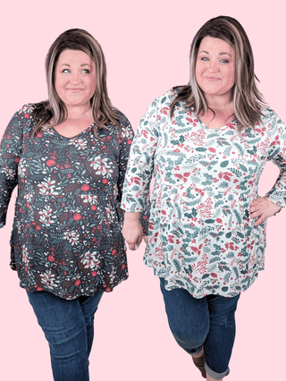 Ainsley Mini Ruffle 3/4 Sleeve in Holiberry (2 Colors)-2- Long Sleeve Tops-MICHELLE MAE-Styled by Stacked - A Plus Size Women's Boutique in Lakeville, MN