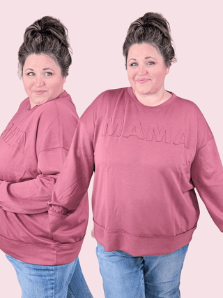 MAMA Stitched Scuba Pullover in Dark Berry-2- Long Sleeve Tops-WHITE BIRCH-Styled by Stacked - A Plus Size Women's Boutique in Lakeville, MN