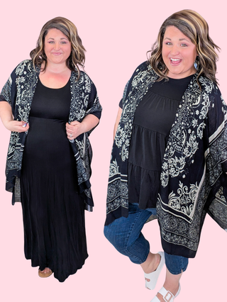 Nova Damask Kimono on Black