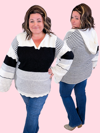 Perry Boho Mix Hooded Sweater in Neutrals