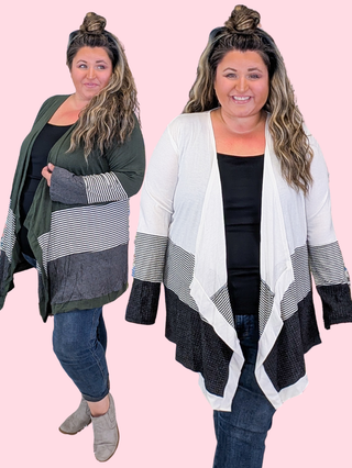 Selah Draped Stripe Accent Cardigan