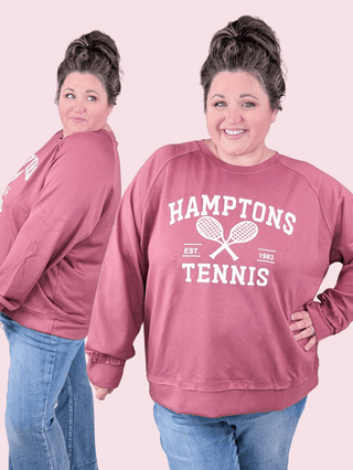 Hamptons Tennis Scuba Pullover in Dark Berry-2- Long Sleeve Tops-WHITE BIRCH-Styled by Stacked - A Plus Size Women's Boutique in Lakeville, MN