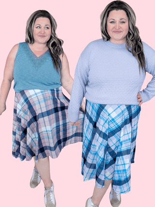 Maybelle Spring Plaid Midi Skirt (2 Colors)-10- Bottoms Non-Denim-EMERALD-Styled by Stacked - A Plus Size Women's Boutique in Lakeville, MN
