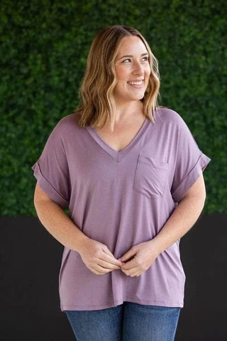 Pocketful of Perfect Vneck Tee w/Dolman Sleeve (9 colors)-1- ShortSlv/Slvless Tops-MICHELLE MAE-Styled by Stacked - A Plus Size Women's Boutique in Lakeville, MN