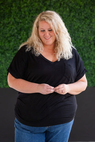 Pocketful of Perfect Vneck Tee w/Dolman Sleeve (9 colors)-1- ShortSlv/Slvless Tops-MICHELLE MAE-Styled by Stacked - A Plus Size Women's Boutique in Lakeville, MN