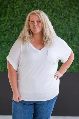 Pocketful of Perfect Vneck Tee w/Dolman Sleeve (9 colors)-1- ShortSlv/Slvless Tops-MICHELLE MAE-Styled by Stacked - A Plus Size Women's Boutique in Lakeville, MN