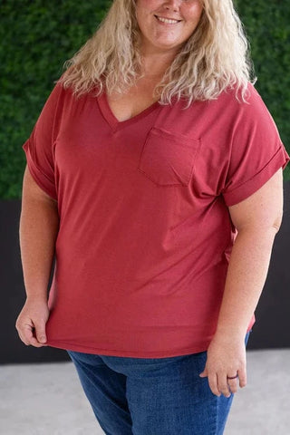 Pocketful of Perfect Vneck Tee w/Dolman Sleeve (9 colors)-1- ShortSlv/Slvless Tops-MICHELLE MAE-Styled by Stacked - A Plus Size Women's Boutique in Lakeville, MN