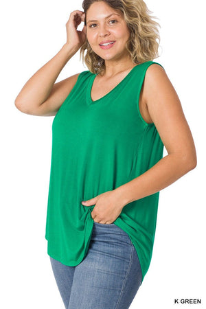 Myra Luxe Vneck Scoop Hem Tank