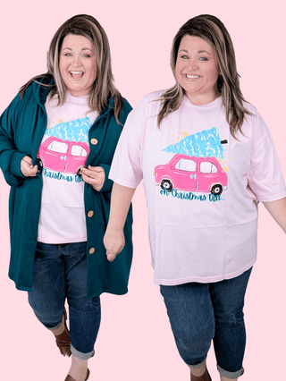 Oh Christmas Tree, You're On My Car Tee-6- Graphic Tops-inked up apparel-Styled by Stacked - A Plus Size Women's Boutique in Lakeville, MN