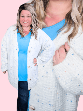 Jennings Quilted Button Sweater Cardigan in Confetti Cake-4- Overlayer Tops-WHITE BIRCH-Styled by Stacked - A Plus Size Women's Boutique in Lakeville, MN