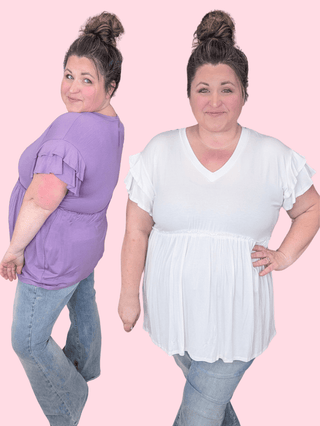 Karis Tiered Sleeve Babydoll in Solids (3 Colors)-1- ShortSlv/Slvless Tops-HEIMISH-Styled by Stacked - A Plus Size Women's Boutique in Lakeville, MN