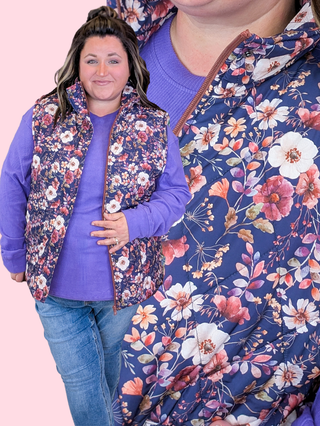 Remy Quilted Vest in Blushwood Navy