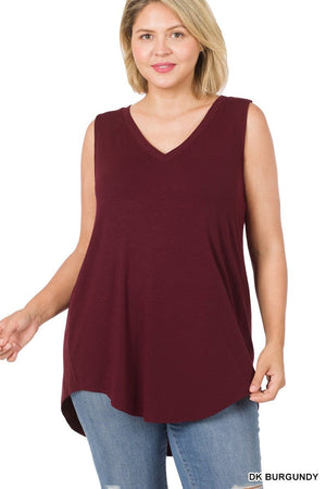 Myra Luxe Vneck Scoop Hem Tank