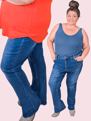 RFM Tummy Control High Rise Slim-Straight Leg Jeans-9- Bottoms Denim-RFM-Styled by Stacked - A Plus Size Women's Boutique in Lakeville, MN