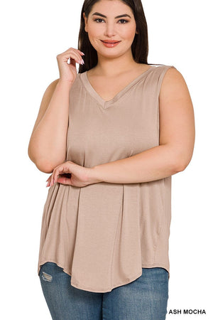 Myra Luxe Vneck Scoop Hem Tank