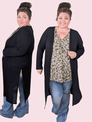 Archer Duster Cardigan in Black-4- Overlayer Tops-EMERALD-Styled by Stacked - A Plus Size Women's Boutique in Lakeville, MN