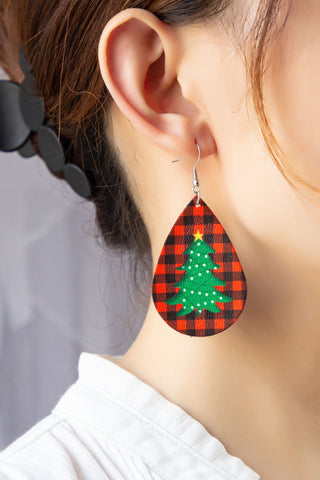 ***Teardrop Earrings Xmas Tree on Buffalo Plaid-12- Accessories & Gifts-LA ACCESSORIES-Styled by Stacked - A Plus Size Women's Boutique in Lakeville, MN