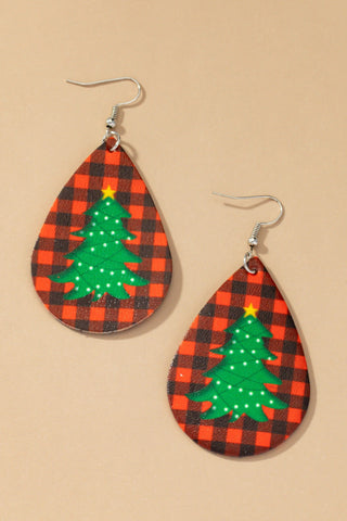 ***Teardrop Earrings Xmas Tree on Buffalo Plaid-12- Accessories & Gifts-LA ACCESSORIES-Styled by Stacked - A Plus Size Women's Boutique in Lakeville, MN