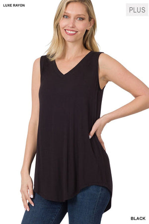 Myra Luxe Vneck Scoop Hem Tank