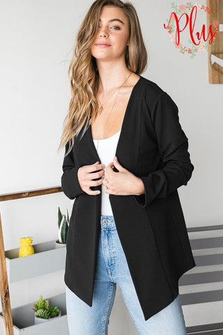 Gretchen No-Lapel Stretch Blazer in Solids-4- Overlayer Tops-HEIMISH-Styled by Stacked - A Plus Size Women's Boutique in Lakeville, MN