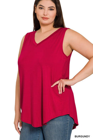 Myra Luxe Vneck Scoop Hem Tank