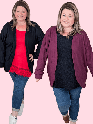 Emily Waffle Knit Cocoon Cardigan in Solids-4- Overlayer Tops-HEIMISH-Styled by Stacked - A Plus Size Women's Boutique in Lakeville, MN