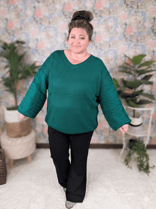 Talina Balloon Sleeve Textured Sweater in Solids (5 colors)-2- Long Sleeve Tops-MICHELLE MAE-Styled by Stacked - A Plus Size Women's Boutique in Lakeville, MN
