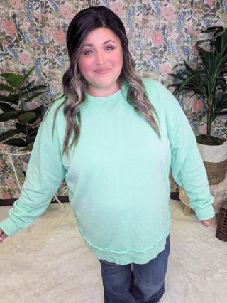 Addie Vintage Wash Scoop Bottom Pullover (6 Colors)