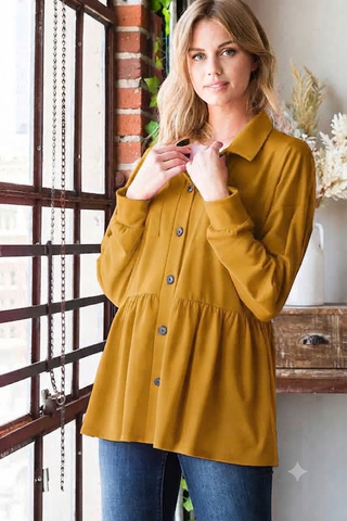 Athena Babydoll Buttondown Collared Top (6 Colors)