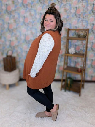 Ella Tunic Length Sweater Vest w/Pockets (2 Colors)