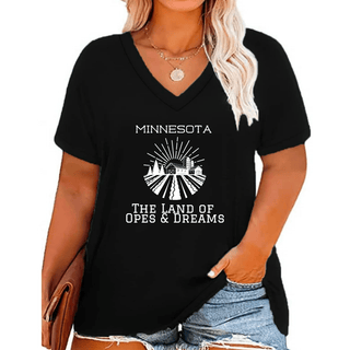 MINNESOTA Opes + Dreams V-Neck Graphic Tee-6- Graphic Tops-i love my freedom-Styled by Stacked - A Plus Size Women's Boutique in Lakeville, MN