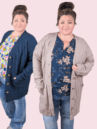 Brooke Textured Sweater Cardigan w/Oversized Buttons (3 Colors)-4- Overlayer Tops-MICHELLE MAE-Styled by Stacked - A Plus Size Women's Boutique in Lakeville, MN