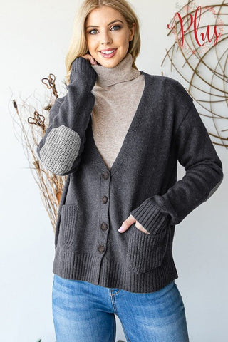 *DEAL* Nora Sweater Knit Cardigan w/Elbow Patches (3 Colors)-4- Overlayer Tops-HEIMISH-Styled by Stacked - A Plus Size Women's Boutique in Lakeville, MN