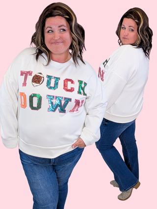 Melanie Sequin Touchdown Scuba Pullover