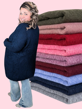 Kensington Cozy Sweater Cardigan w/Pockets (9 Colors)