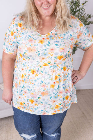 Marissa Mini Ruffle Short Sleeve Top in Florals (6 Colors)-1- ShortSlv/Slvless Tops-MICHELLE MAE-Styled by Stacked - A Plus Size Women's Boutique in Lakeville, MN