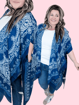 Kingsley Paisley Print Kimono in Navy-4- Overlayer Tops-Urbanista-Styled by Stacked - A Plus Size Women's Boutique in Lakeville, MN
