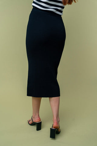 Bethany Sweater Knit Midi Skirt in Black-11- Dress/Romp/Jump-WHITE BIRCH-Styled by Stacked - A Plus Size Women's Boutique in Lakeville, MN