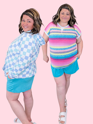 Thea Flowy Pull On Shorts in Turquoise