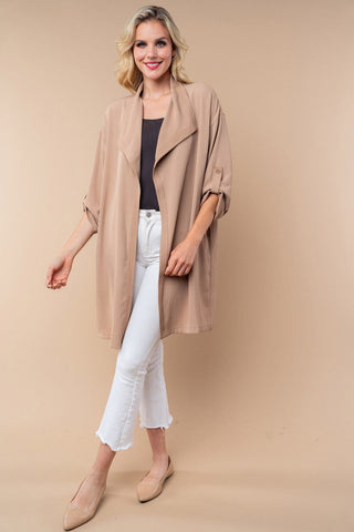 Betsy Button Sleeve Solid Oversized Cardigan (2 Colors)-4- Overlayer Tops-WHITE BIRCH-Styled by Stacked - A Plus Size Women's Boutique in Lakeville, MN