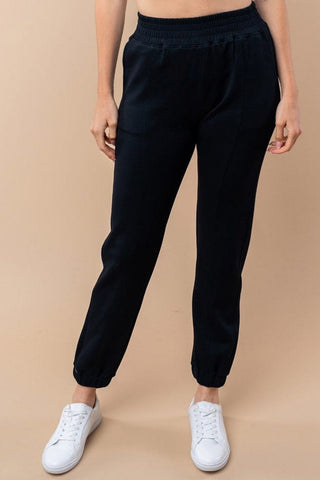 Noelle Scuba Knit Joggers in Black-10- Bottoms Non-Denim-WHITE BIRCH-Styled by Stacked - A Plus Size Women's Boutique in Lakeville, MN