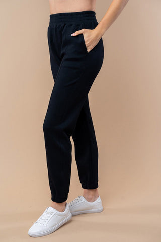 Noelle Scuba Knit Joggers in Black-10- Bottoms Non-Denim-WHITE BIRCH-Styled by Stacked - A Plus Size Women's Boutique in Lakeville, MN